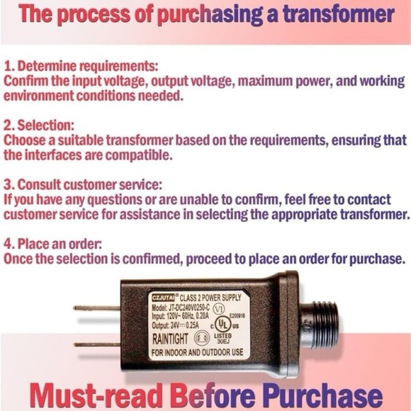 24V LED Christmas Tree & Strip Light Adapter – Class 2 Power Supply (JT-DC240V02 - Picture 6 of 8